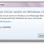 Resolver código de error 81000494 en Windows Live Messenger